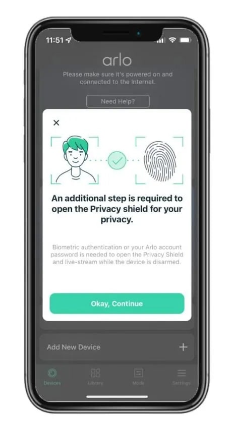Arlo App Login Using Face or Touch ID